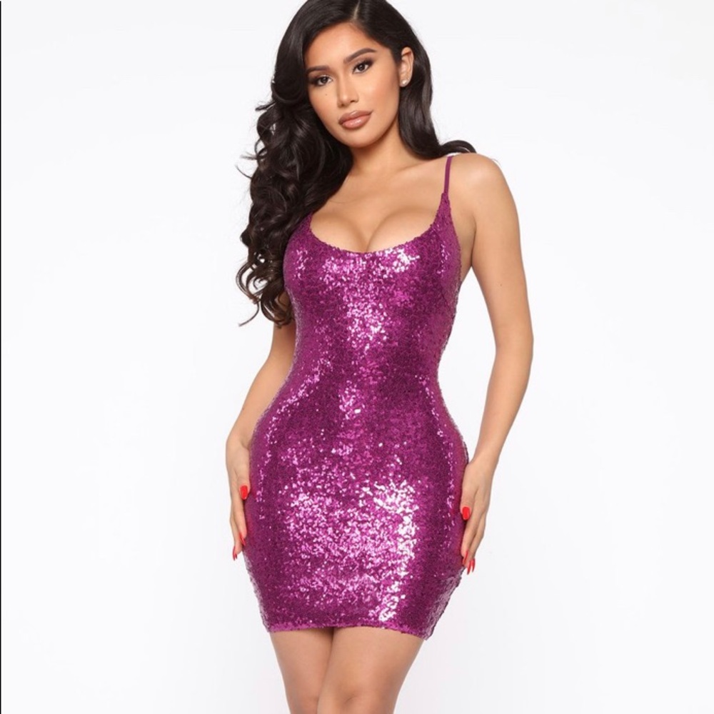 Baby tonight sequin dress in fuschia!
